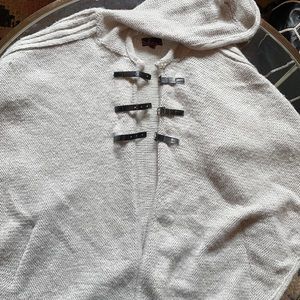 Hooded grey sweater cape